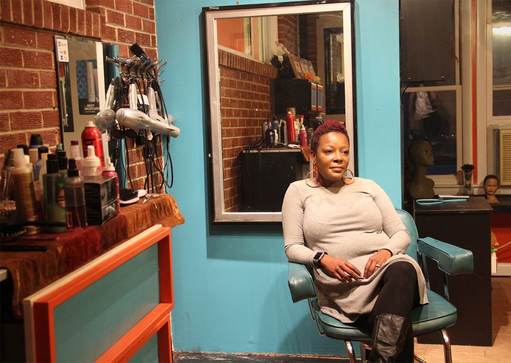In addition to her dance company, Cheryl Bellamy owns a salon at the back of her house where she styles her students’ hair for competitions. (Staff photo by Ashlen Renner) 